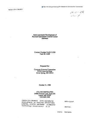 Download Semi-Automatic Development of Payload Operations Control Center Software - National Aeronautics and Space Administration | ePub