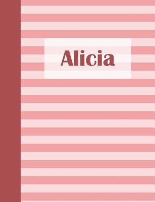 Download Alicia: Personalized Composition Book School Notebook, College Ruled (Lined), Pastel Pink Stripe Pattern with First Name - Namester Publishing file in PDF